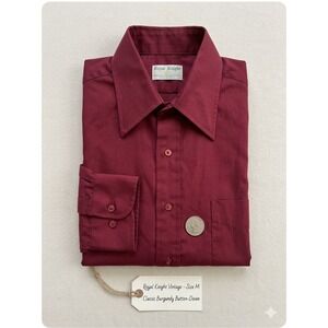 Royal Knight Vintage Mens Burgundy Button Down Shirt Permanent Press Size M USA